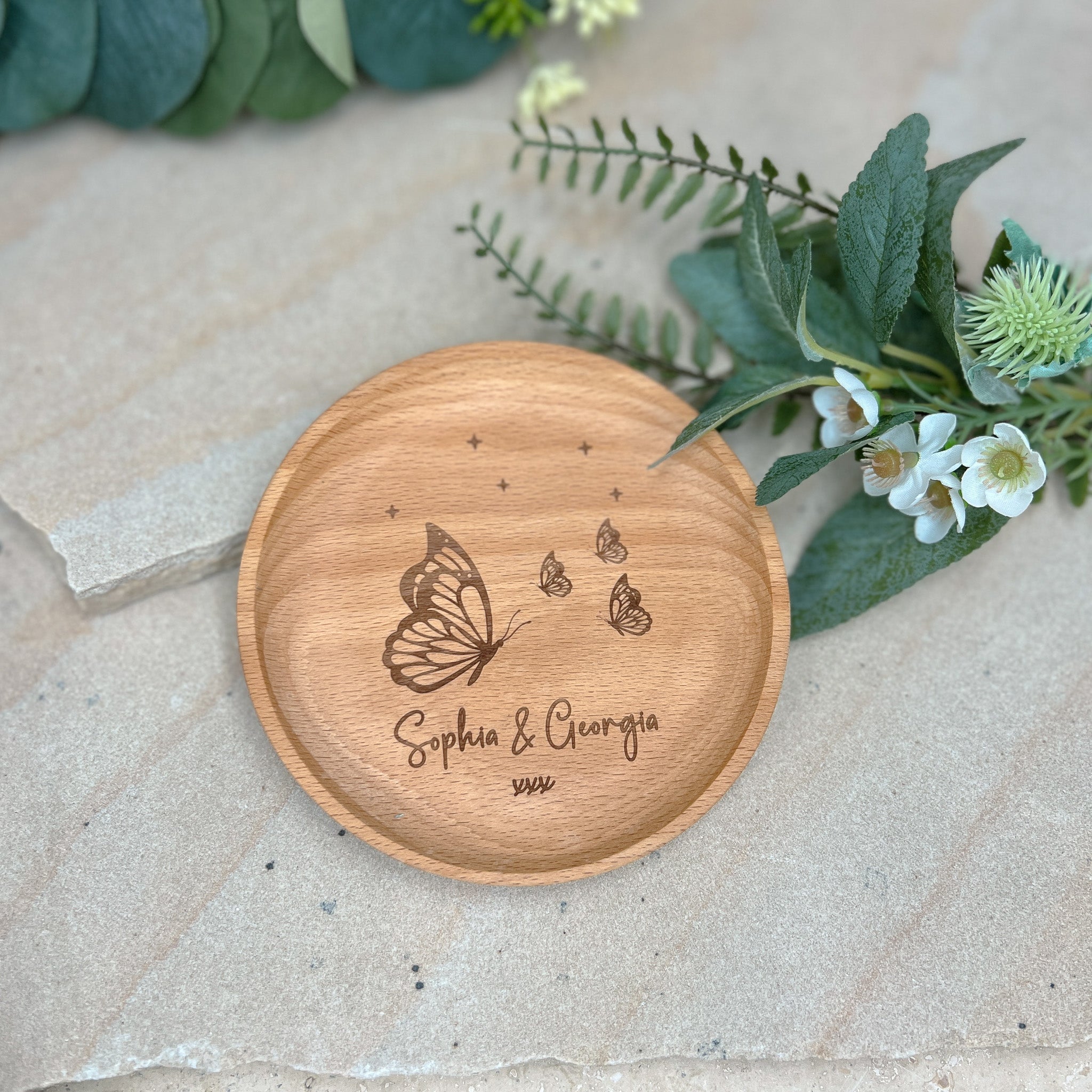 Personalised Ring Tray | Round Trinket Tray | Wooden Tray | Mother's Day