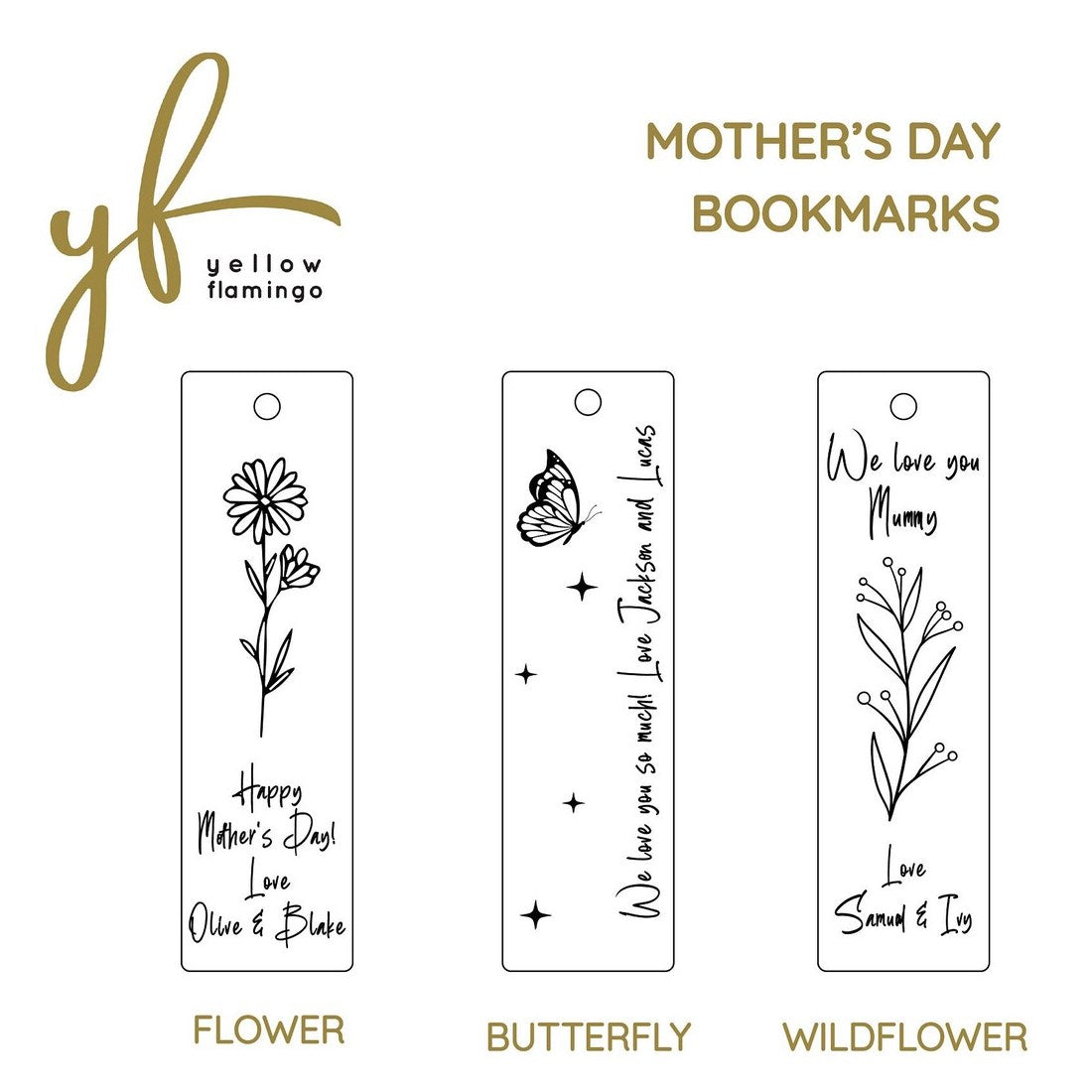 Personalised Bookmark | Custom bookmark | Mother's Day | Engraved Wood | Butterfly | Flowers