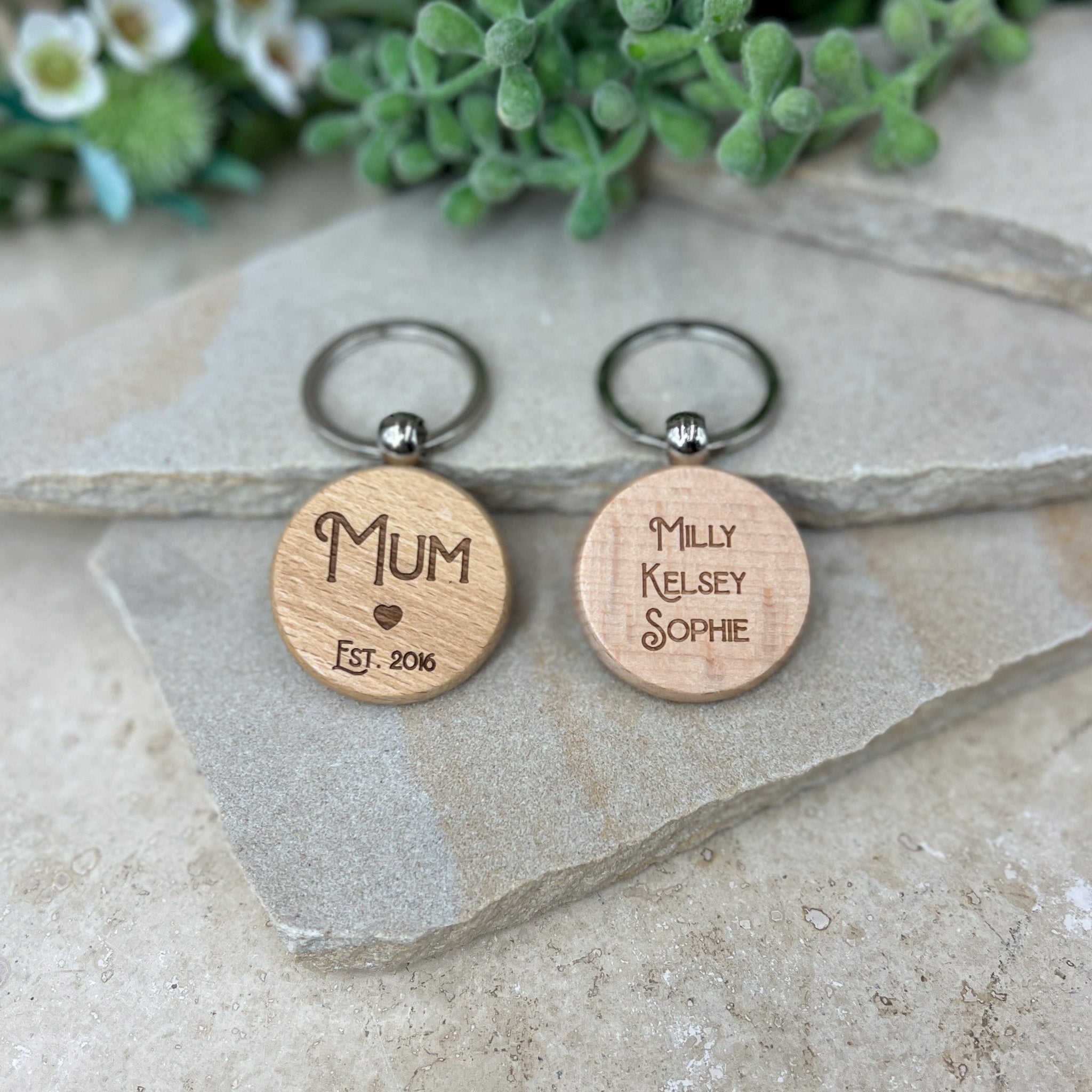 Personalised Key Ring Art Deco | Custom Key Chain | Mother's Day | Car Key Ring | Wooden